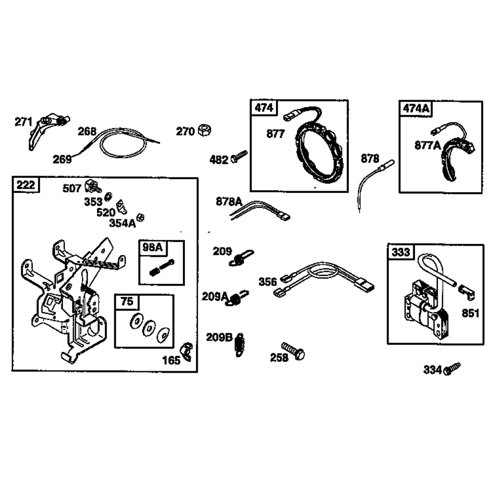 Bracket Control Diagram and Parts List for 19E400-19E499 1132 Briggs and Stratton Engine